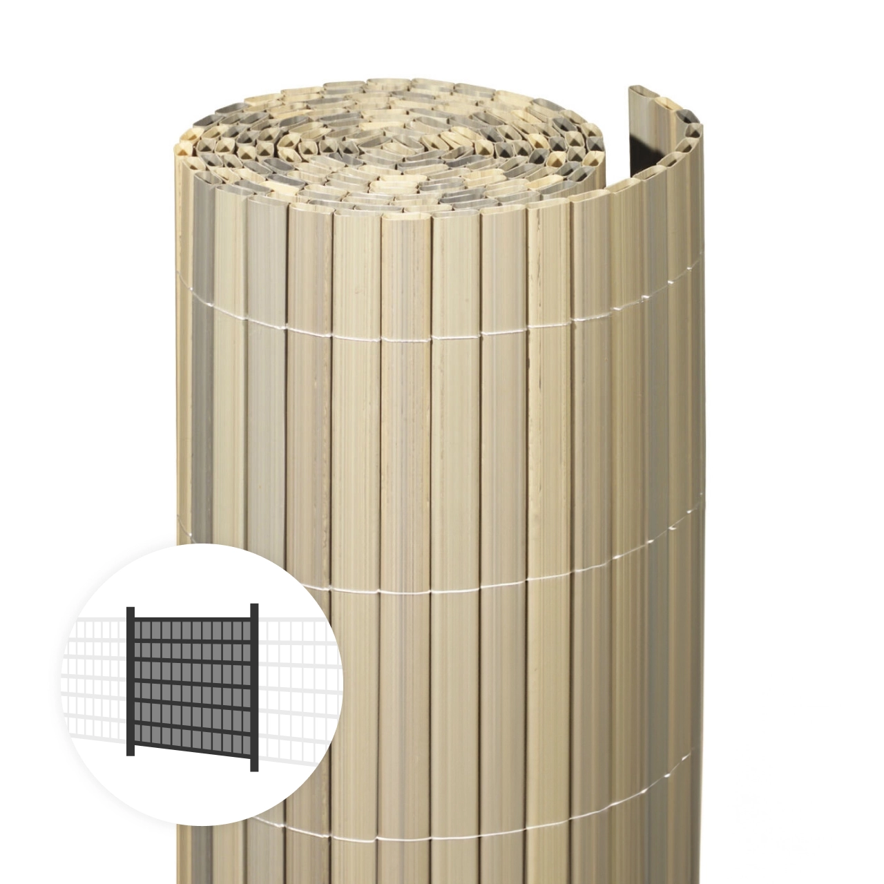 Sichtschutzmatte RÜGEN, naturoptik für Doppelstabzäune